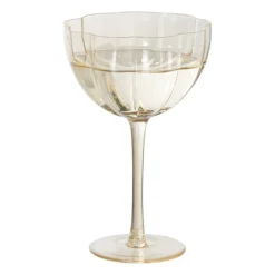 Wijnglas groot geschulpt - goudkleurig - 350 ml