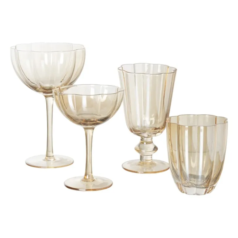 Wijnglas klein geschulpt - goudkleurig - 150 ml