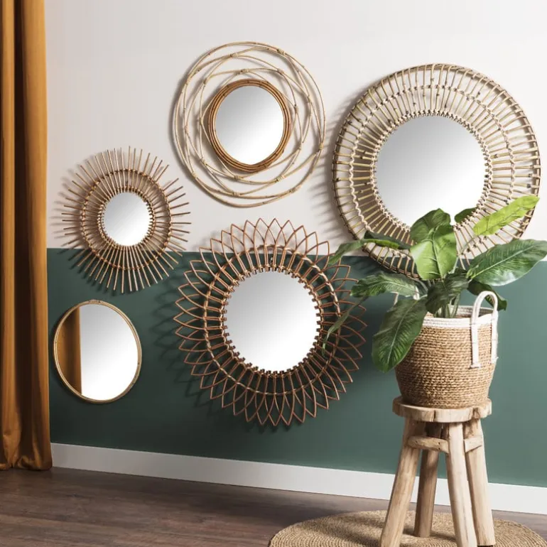 Zonnespiegel rotan - ø76 cm